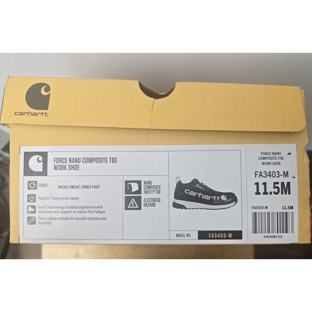 Men's Carhartt Force Nano Composite Toe Black Work Shoes FA3403-M Size 11.5M - Picture 9 of 10